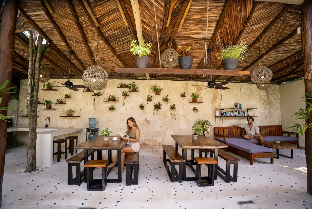 Shared dining under the palapa