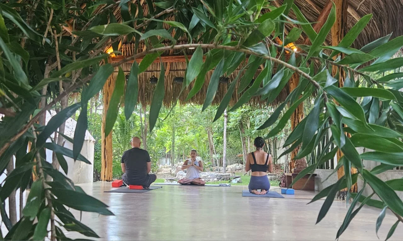 Yoga practice in the shala