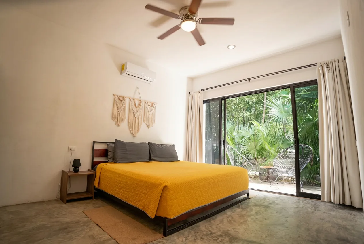 A bedroom facing the garden